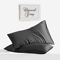 LINENWALAS Organic Vegan Bamboo Silk Pillow Cover Set with Envelope Closure Natural Soft Silk Pillow Cases Best for Hair and Skin (Bahamas Blue, Set of 2, 20x30)