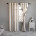 LINENWALAS Cotton Betel Leaf Printed Curtain, Set Of 2 Sheer 6 Feet Window Curtain For Living Room, Bedroom, Linen With Rod Pocket Back Loop (4.5 X Ft, Leafbetel (Beige)