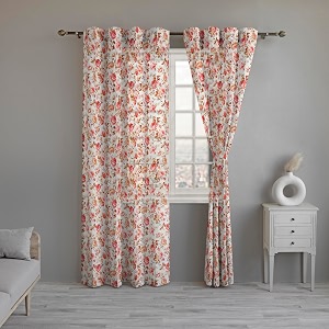 linenwalas sheer curtains set of 2 red rose tulip curtains door curtain printed curtains 8 feet long set of 2 cotton linen curtains with rod pocket  back loop red rose 45x8ft