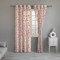 LINENWALAS Sheer Curtains, Set of 2 Red Rose Tulip Curtains, Door Curtain, Printed Curtains 7 feet Long Set of 2, Cotton Linen Curtains with Eyelet Rings Draperies (4.5x7ft)