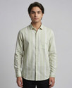 LINENWEAR Men Striped Casual Light Green Shirt