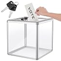 Lineshading 1 Pcs Acrylic Ballot Donation Box with Lock, 10x10x10 in Clear