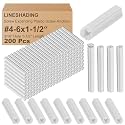 Lineshading 200 Pcs Expanding Plastic Screw Anchors 3/16" Hole White Plastic Anchors for Concrete Masonry Tile Cement Bolt Expansion Tube for #4,5,6 Screws, Fix to Wall Drywall or Other (1-1/2")