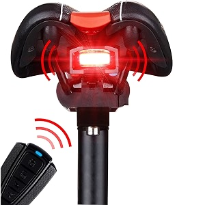 linist bicycle taillight alarm horn cycle rear light rechargeable 120db loud horn bell led with remote anti-theft alarm ip65 waterproof