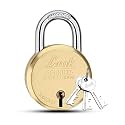 Link® 65mm New Brass Round Lock | Brass Body | Double Locking | 3 Silver Keys | 1 Padlock | Made in India