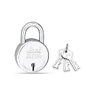 Link 65Mm New Round Key Lock | Steel Body | Iron Liver | Double Locking | 3 Silver Keys | 1 Lock | Made in India