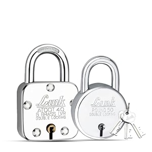 link atoot 50mm lock buy 1 get 1 new round 50mm lock free  double locking  steel body  hardened shackle  7 brass levers  pack of 2 made in india