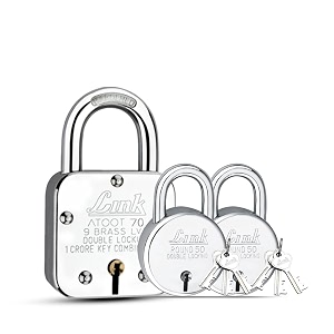 link atoot 70mm lock buy 1 get 2 new round 50mm lock free  double locking keypad steel body  hardened shackle  9 brass levers  pack of 3 made in india