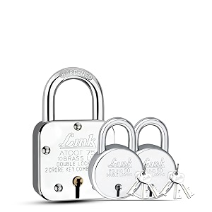 link atoot 75mm lock buy 1 get 2 new round 50mm lock free  double locking  steel body  hardened shackle  9 brass levers  pack of 3 made in india