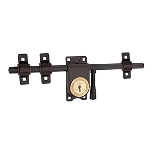 link kadi-tala rod lock 14 inches with brass levers and steel body  3 keys  brown  5 year warranty