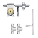 Link Kadi-Tala Rod Lock 8 inches with Brass Levers and Steel Body | 3 Keys | Silver | 5 Year Warranty
