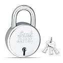 Link Locks| Round 50mm Padlock with 3 Keys |Lock for Main Door, Gate, Shops, Office | Silver Finish |2 Years Warranty