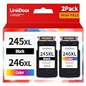 LinkDocs 245XL 246XL Combo Pack Ink Cartridges Replacement for Canon PG-245XL CL-246XL PG-243 CL-244 Work for Pixma TS3120 MG2520 MX492 TR4520 TS202 MG2525 MG3022 Printer (2 Pack, Black &amp; Tri-Color)