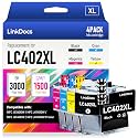 LinkDocs LC402XL Compatible Ink Cartridges Replacement for Brother LC402 LC402XL Used with Brother MFC J5340DW MFC J6740DW MFC J6540DW MFC J6940DW Printers (Black Cyan Magenta Yellow 4 Pack)