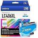 LinkDocs LC406XL Cyan Compatible Ink Cartridges Replacement for Brother LC406 LC406XL C to use with Brother MFC-J4535DW MFC-J4345DW MFC-J4335DW MFC-J5855DW MFC-J5955DW MFC-J6555DW MFC-J6955DW Printer