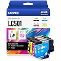 LinkDocs LC501 Ink Cartridges Compatible Replacement for Brother LC501 Work with MFC-J1260DW, MFC-J1360DW, MFC-J1410DW Printer (Black, Cyan, Magenta, Yellow, 4 Pack)
