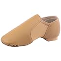 Linodes Leather Jazz Shoe for Girls and Boys Slip on Unisex Dance Shoes