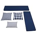 Linon Harris Navy Blue 2 Piece Nook Cushion Set with 3 Coordinating Accent Pillows by Linon - Only Fits Harris Nook Collection