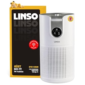 linso gust air purifier for home bedroom 240 mh cadr 418 sq ft  a brand of uk  aroma diffuser child lock timer amp touch screen display  filteration of smoke amp dust for babies amp pets
