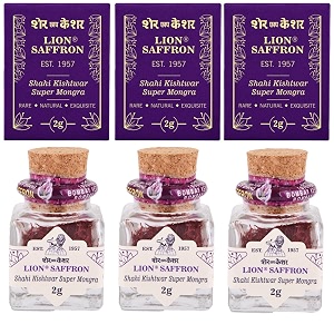 lion brand saffron 6g a original shahi kishtwar jammu mongra saffronkesar for pregnant women kids biryani milk tea and gifting pack of 3 3 x 2grams 6g