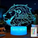 Lion Gift, 3D Night Light, 16 Colors Changing, Remote Control with Timer, RGB Flashing Mode and Dimmable, Lion Lamp for Christmas Birthday Decor
