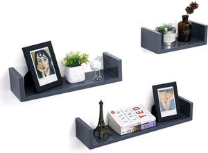 LION WOOD CAFE U-SHAPE FLOATING WALL SHELVES