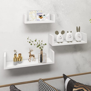 LION WOOD CAFE U-SHAPE FLOATING WALL SHELVES