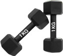 LIONER Black PVC 1KG Hex Dumbbell Set