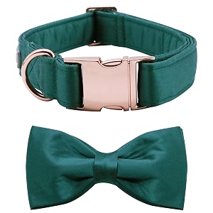 lionet paws bowtie dog collar - comfortable silk christmas dog collar with detachable bow tie for small dogs neck 10-16 inches