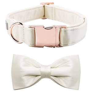 lionet paws bowtie dog collar - comfortable silk dog collar with detachable bow tie for large dogs wedding neck 16-24 inches