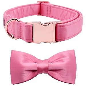 lionet paws bowtie dog collar - comfortable silk dog collar with detachable bow tie for large dogs wedding neck 16-24 inches