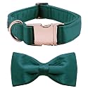 Lionet Paws Bowtie Dog Collar - Comfortable Silk Girl Dog Collar with Detachable Bow Tie for Medium Dogs, Neck 13.5-22 Inches