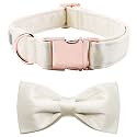 Lionet Paws Bowtie Dog Collar - Comfortable Silk Dog Collar with Detachable Bow Tie for Medium Dogs Wedding, Neck 13.5-22 Inches