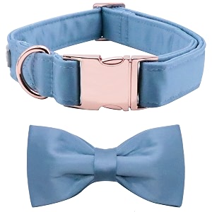 lionet paws bowtie dog collar - comfortable silk boy dog collar with detachable bow tie for xlarge dogs neck 16-26 inches