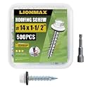 LIONMAX 500-PCS Metal Roofing Screws #14 x 1-1/2 Inch, White, Rubber Washer