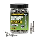 LIONMAX Stainless Steel Deck Screws #8 x 1-5/8 Inch, Wood Screws, 300PCS