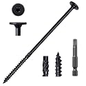 LIONMAX Structural Lag Screws, #14 x 6 Inch Wood Screws, 15-PCS, Black