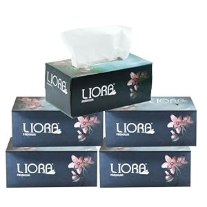liora 2 ply soft facial tissue paper - pack 900 pulls  180 pulls x pack of 5  soft face wipes for oily skin makeup removal amp daily face cleaning  gentle amp absorbent