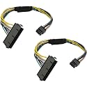 LipiWorld® 24 Pin to 8 Pin ATX 24-Pin to 8-Pin 18AWG Power Supply Adapter Cable for Motherboards (Pack of 2)(Yellow,Blue,Black)