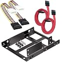 LipiWorld® Dual 2.5 inch to 3.5 inch Internal Hard Disk Drive SSD/HDD Adapter Mounting Kit Bracket with Sata 3 Cable and 4 Pin Molex to Single SATA Power Cable (HDD Mounting Kit Combo)