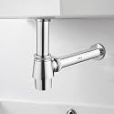 Lipka Arc Full Brass Bottle Trap/Brass BottleTrap Set with Outlet Pipe/Bottle Trap for Washbasins &amp; Kitchen Sink (12 Inches) Silver