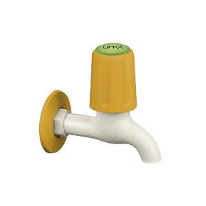 lipka grand bib cock faucet  ptmt water tap ivoryyellow color  plastic  polished