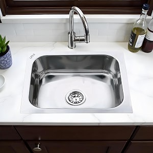 lipka square single bowl 22 x 18 x 8 inches kitchen sink  premium stainless steel square single bowl kitchen sink  glossy finish  kitchen sinksink couplingwaste pipe