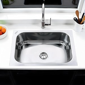 lipka square single bowl 27 x 21 x 9 inches kitchen sink  premium stainless steel square single bowl kitchen sink  glossy finish  kitchen sinksink couplingwaste pipe