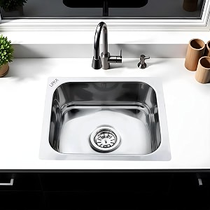 lipka square single bowl 18 x 16 x 8 inches kitchen sink  premium stainless steel square single bowl kitchen sink  glossy finish  kitchen sinksink couplingwaste pipe