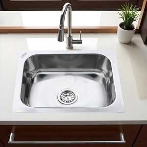 lipka square single bowl 20 x 17 x 8 inches kitchen sink  premium stainless steel square single bowl kitchen sink  glossy finish  kitchen sinksink couplingwaste pipe