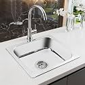 LIPKA Square Single Bowl 16 x 14 x 6 inches Kitchen Sink | Premium Stainless Steel Square Single Bowl Kitchen Sink | Glossy Finish | Kitchen Sink/Sink Coupling/Waste pipe