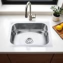 LIPKA Square Single Bowl 21 x 18 x 8 inches Kitchen Sink | Premium Stainless Steel Square Single Bowl Kitchen Sink | Glossy Finish | Kitchen Sink/Sink Coupling/Waste pipe