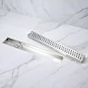 LIPKA Wave Shower Drain Channel | 48 × 5 Inches | 304 Stainless Steel Shower Water Drain Channel | Floor Drain with Cockroach Trap, Side Hole with Collar