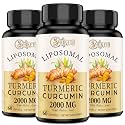 Liposomal Turmeric Curcumin 2000MG – High Absorption Turmeric Formula with 95% Curcuminoids & Black Pepper Extract – 60 Softgels, 3 Pack
